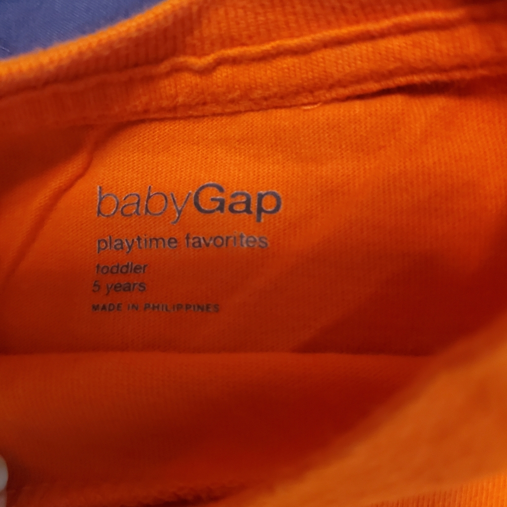 GAP Orange Kids Long Sleeve Tee with Motorcycle Graphic- Ink Mark As Shown. - Picture 4 of 4